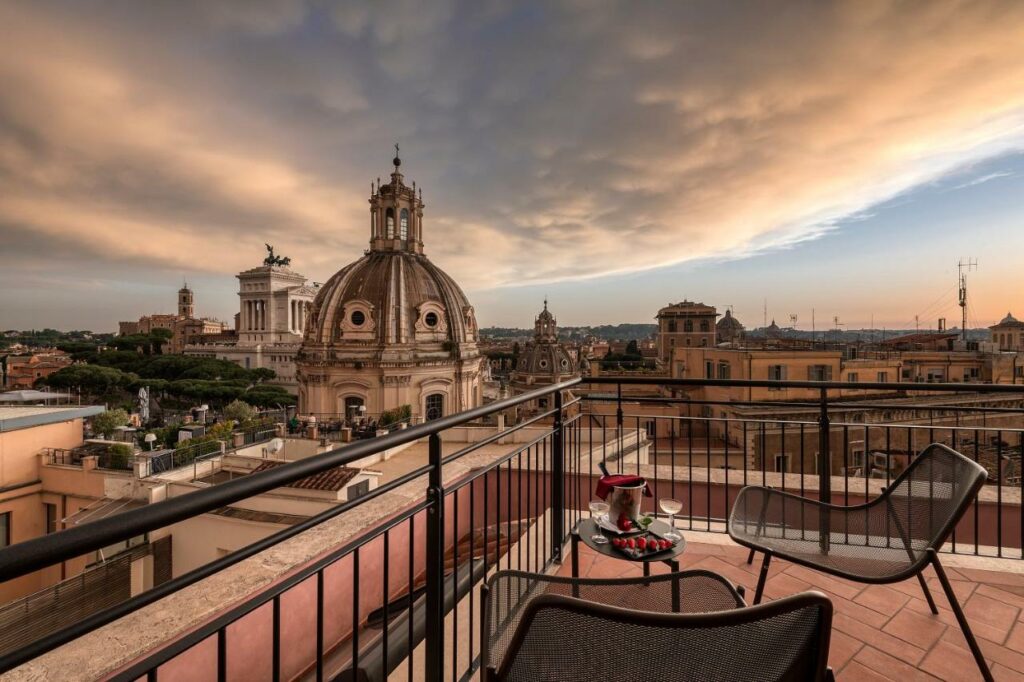 Magnificent Rooftop of the Hotel H10 Palazzo Galla with panoramic views of the Rome.