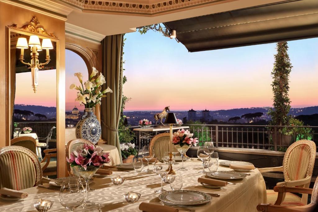 Dinning table on the rooftop of Hotel Splendide Royal Rome